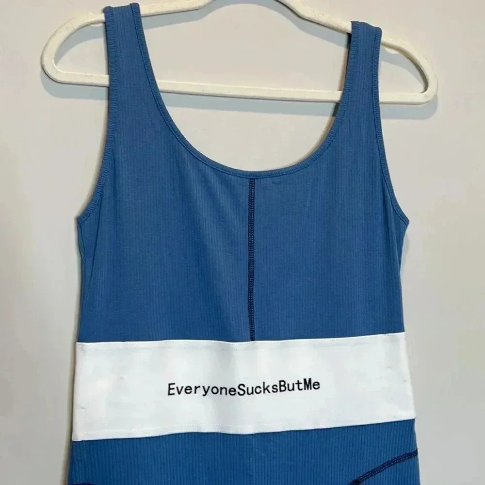Everyone sucks blue and white Jumpsuit - Picture 8 of 12